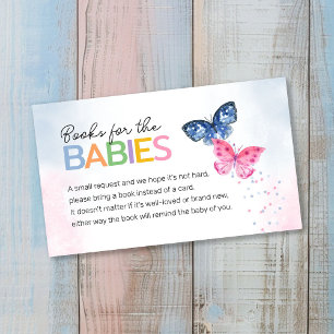Boeken voor Baby's Vlinders Twins Baby shower Informatiekaartje