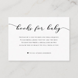 Boeken voor babyshower bijlage zwart wit geruit visitekaartje