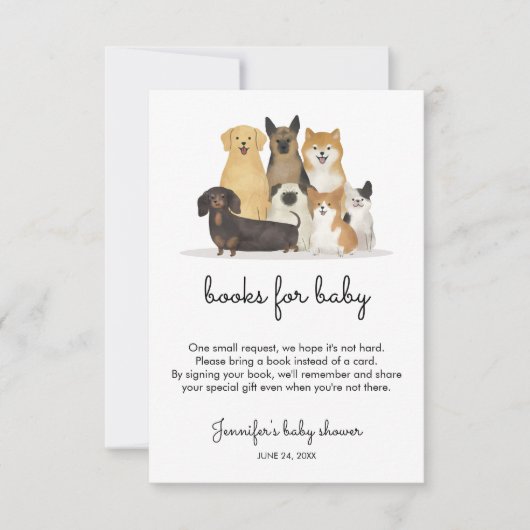 Boeken voor babyshower hond kaart (Voorkant)