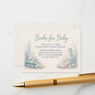 Boeken voor babyverjaardagsfeest onder de zee Baby Informatiekaartje