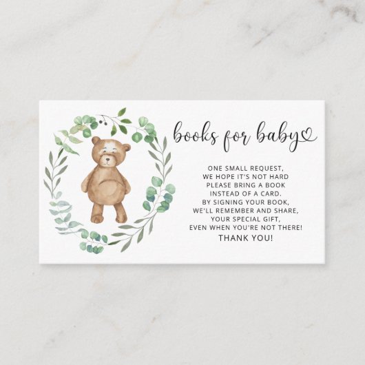 Boeken voor beer van bossen voor baby informatiekaartje (Voorkant)