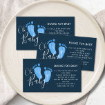 Boeken voor blauw Baby Baby shower Informatiekaartje<br><div class="desc">Deze schattige Boeken voor Baby Kaarten zijn versierd met een stijlvolle typografie en blauwe waterverf baby op een blauw marineklein. De tekst kan worden aangepast. Omdat wij ons kunstwerk creëer,  zult u dit nauwkeurige afbeelding niet vinden van andere ontwerpers. Oorspronkelijke Waterverf © Michele Davies.</div>