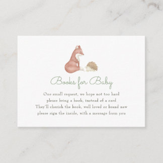 Boeken voor Cute Woodland Animals voor Baby shower Informatiekaartje