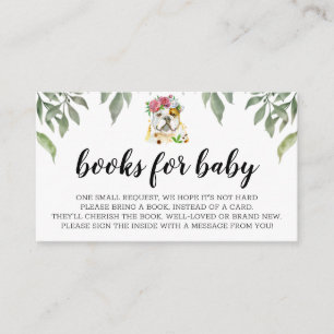 Boeken voor de Baby Engelse Bulldog Boho Greenery Informatiekaartje