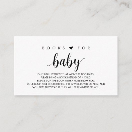 Boeken voor de baby, Moderne Cute Black Script Enc Informatiekaartje (Voorkant)