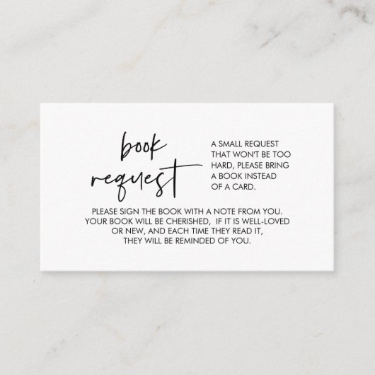 Boeken voor de baby, Moderne Minimale doopvont Informatiekaartje (Voorkant)