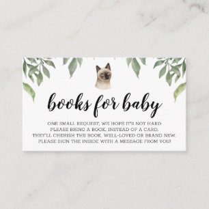 Boeken voor de Baby siamese Cat Boho Greenery Informatiekaartje
