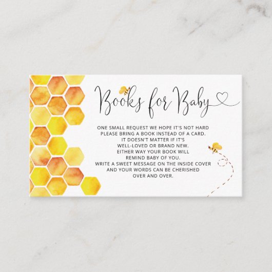 Boeken voor de waterverf van baby showers honingbi informatiekaartje (Voorkant)