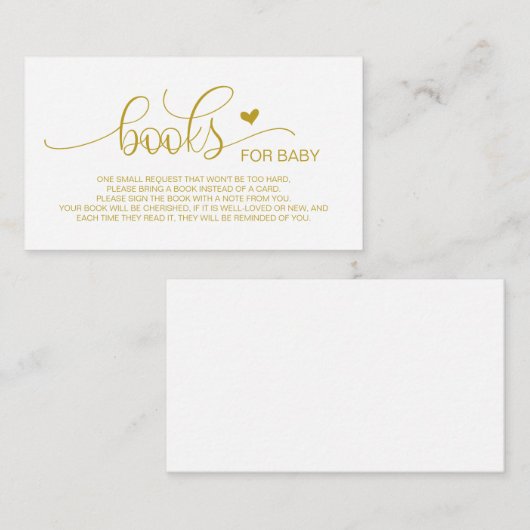 Boeken voor het baby-, hand-brieft gouden Manuscri Informatiekaartje (Voorkant / Achterkant)