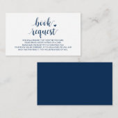 Boeken voor het baby, Modern Cute Navy Blue Script Informatiekaartje (Voorkant / Achterkant)