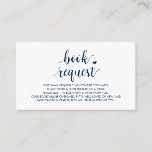 Boeken voor het baby, Modern Cute Navy Blue Script Informatiekaartje