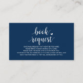 Boeken voor het baby, Modern Cute Navy Blue Script Informatiekaartje (Voorkant)