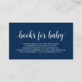 Boeken voor het baby, Modern Cute Navy Blue Script Informatiekaartje (Voorkant)