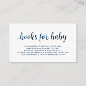 Boeken voor het baby, Modern Cute Navy Blue Script Informatiekaartje (Voorkant)