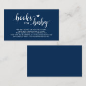 Boeken voor het baby, Modern Cute Navy Blue Script Informatiekaartje (Voorkant / Achterkant)