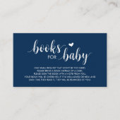 Boeken voor het baby, Modern Cute Navy Blue Script Informatiekaartje (Voorkant)