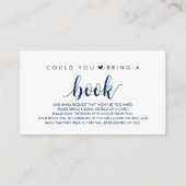 Boeken voor het baby, Modern Cute Navy Blue Script Informatiekaartje (Voorkant)