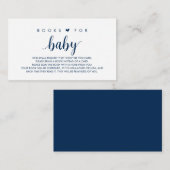Boeken voor het baby, Modern Cute Navy Blue Script Informatiekaartje (Voorkant / Achterkant)