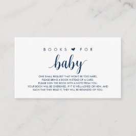 Boeken voor het baby, Modern Cute Navy Blue Script Informatiekaartje