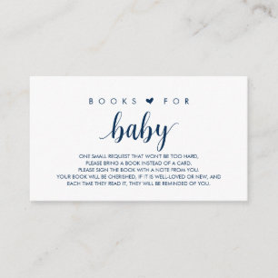 Boeken voor het baby, Modern Cute Navy Blue Script Informatiekaartje