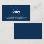 Boeken voor het baby, Modern Cute Navy Blue Script Informatiekaartje (Voorkant / Achterkant)