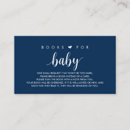 Boeken voor het baby, Modern Cute Navy Blue Script Informatiekaartje