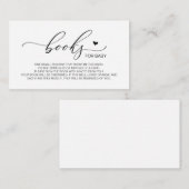 Boeken voor het baby, Modern Luxury Black script Informatiekaartje (Voorkant / Achterkant)