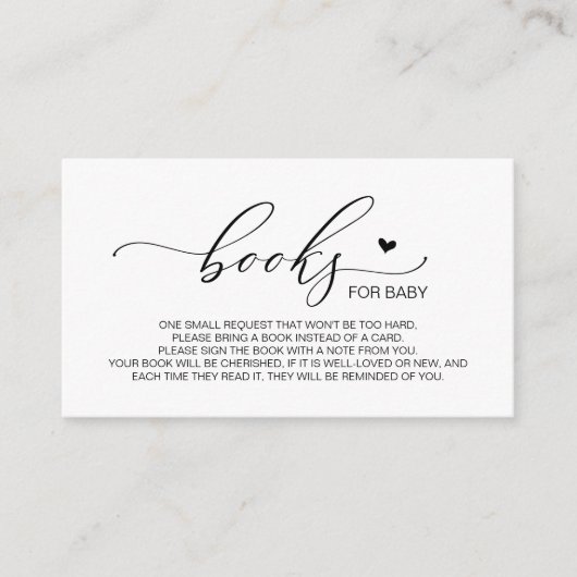 Boeken voor het baby, Modern Luxury Black script Informatiekaartje (Voorkant)