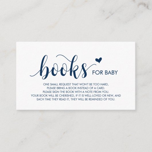 Boeken voor het baby, Modern Rustic Navy Blue Scri Informatiekaartje (Voorkant)