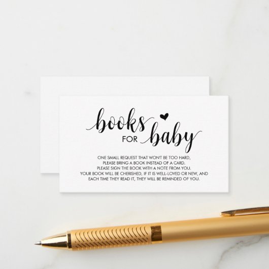 Boeken voor het baby, Moderne Kute Black Manuscrip Informatiekaartje (Voorkant / Achterkant in situ)