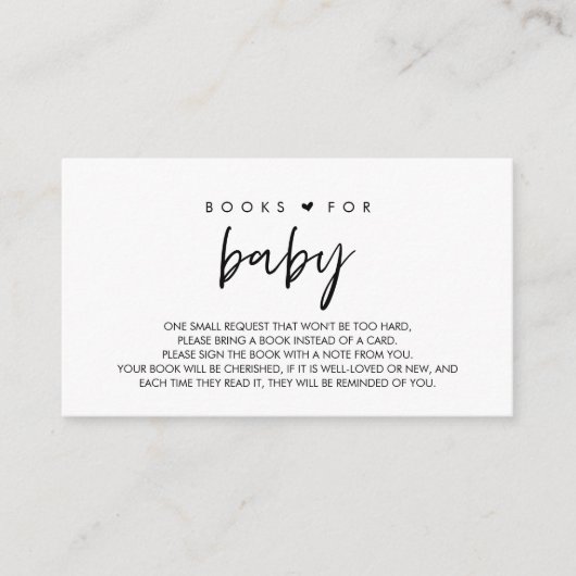 Boeken voor het zwarte baby, Moderne minimalistisc Informatiekaartje (Voorkant)