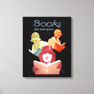 Boeken voor iedereen  Art Deco Library Ad Canvas Afdruk