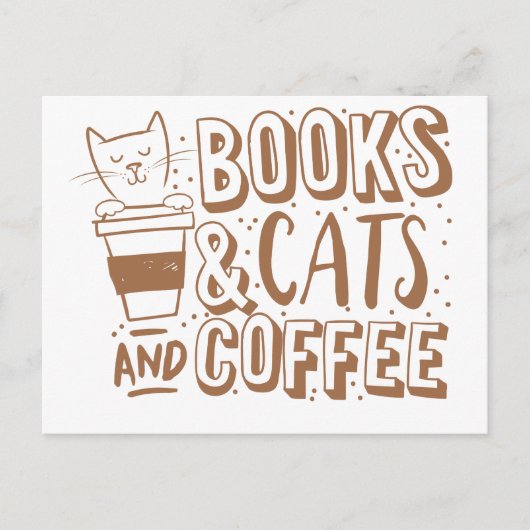 boeken voor katten en koffie briefkaart (Voorkant)