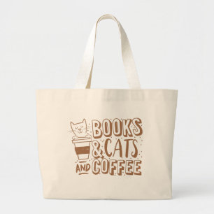 boeken voor katten en koffie grote tote bag