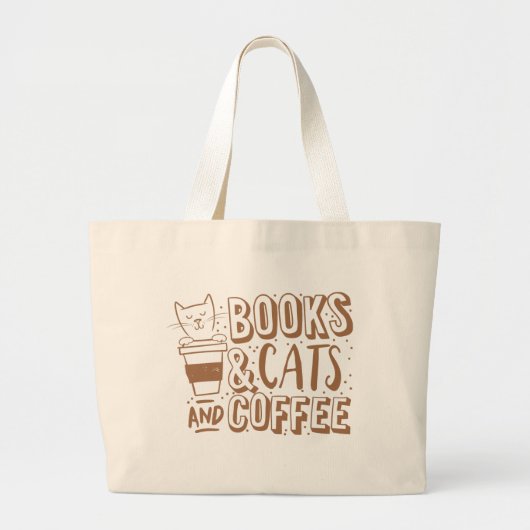 boeken voor katten en koffie grote tote bag (Voorkant)