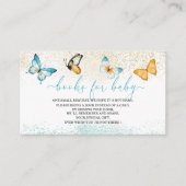 Boeken voor vlinderkussen, baby shower voor baby E Informatiekaartje (Voorkant)