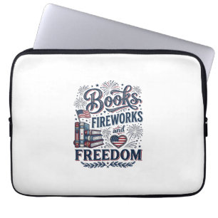 Boeken Vuurwerk en Vrijheid Patriottisch Lezer Shi Laptop Sleeve