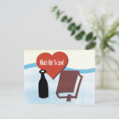 Boeken, wijn, lezen, boekenclub briefkaart (Staand voorkant)