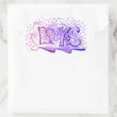 Boeken woord handlettering ovale sticker (Tas)