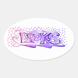Boeken woord handlettering ovale sticker