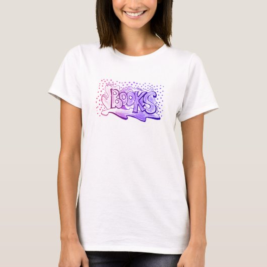 Boeken woordtekening handlettering t-shirt (Voorkant)