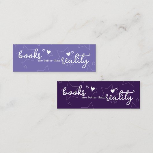 Boeken zijn Beter dan Reality Bladwijzer Mini Visitekaartje (Voorkant / Achterkant)