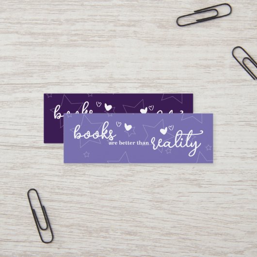 Boeken zijn Beter dan Reality Bladwijzer Mini Visitekaartje (Voorkant / Achterkant in situ)