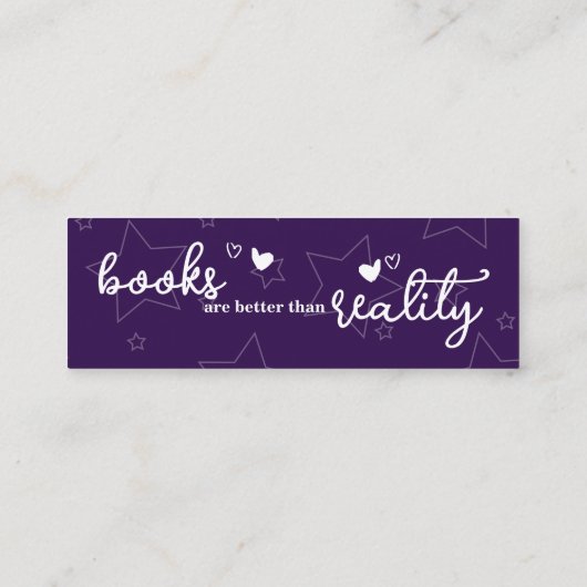 Boeken zijn Beter dan Reality Bladwijzer Mini Visitekaartje (Achterkant)