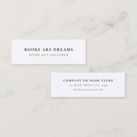 Boeken zijn dromen | Minimale Bladwijzer-kaart Mini Visitekaartje (Voorkant / Achterkant)