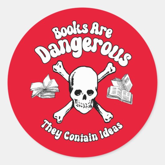 Boeken zijn gevaarlijk ronde sticker (Voorkant)