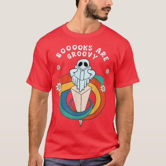 Boeken zijn groovy Funny Halloween Book Lover Ghos T-shirt
