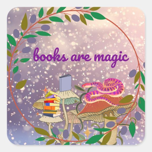 boeken zijn magie vierkante sticker (Voorkant)
