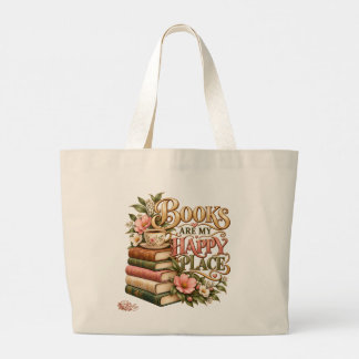 Boeken zijn mijn gelukstas Vintage bibliotheektas Grote Tote Bag