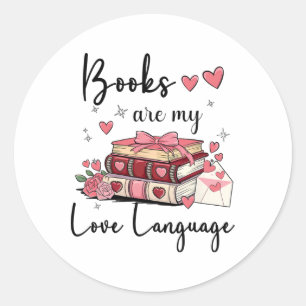 Boeken zijn mijn liefdestaal die Lover Librarian l Ronde Sticker
